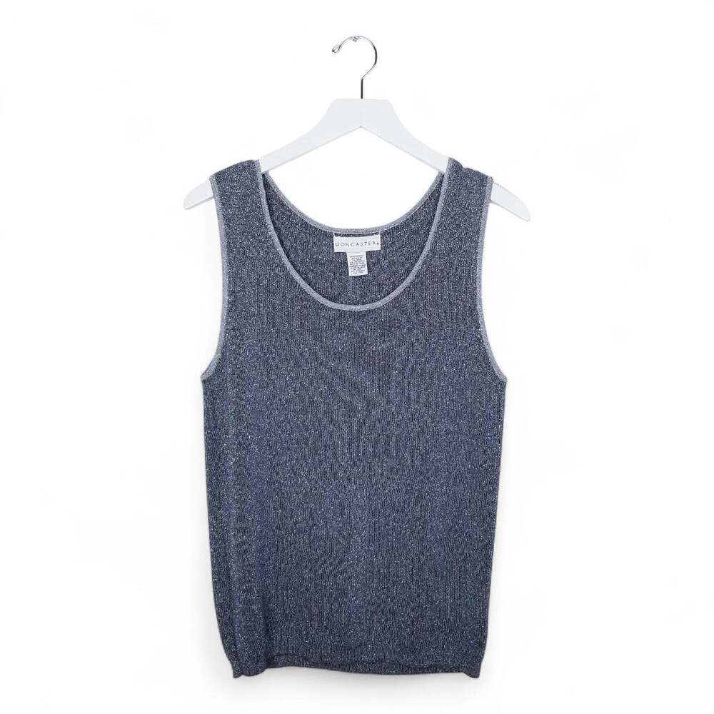 DONCASTER Wool Blend Knit Sleeveless Pullover Shimmer Sweater - Size L